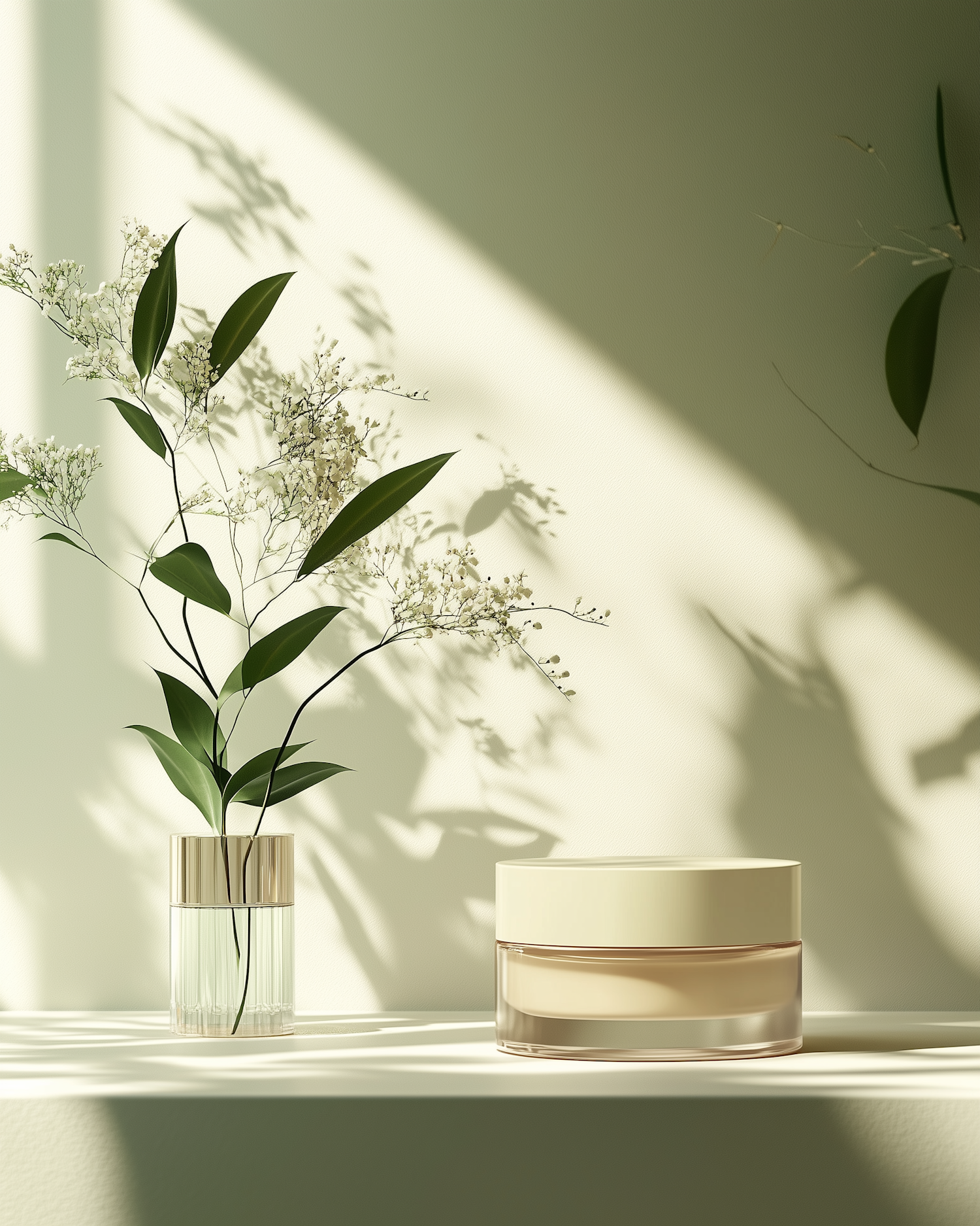 Minimalist Floral and Cosmetic Composition