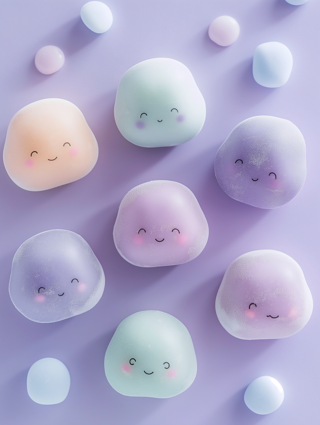 Smiling Pastel Marshmallow-Like Objects