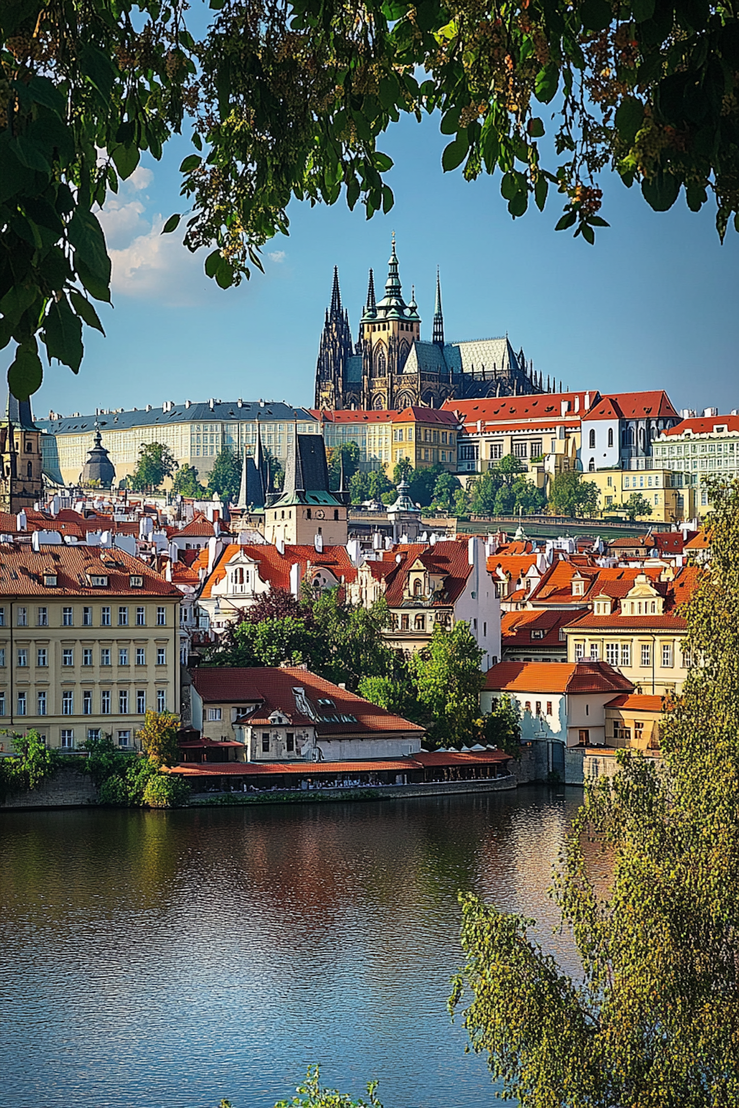 Historic European Cityscape with Gothic Church