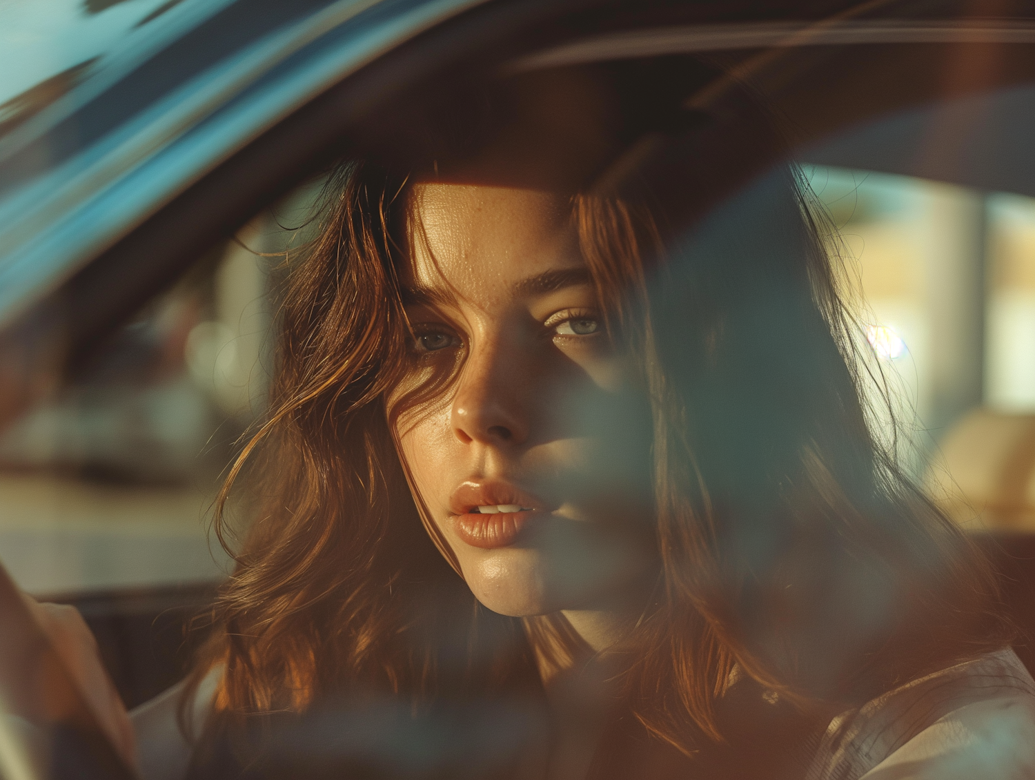 Contemplative Young Woman in Golden Hour Light