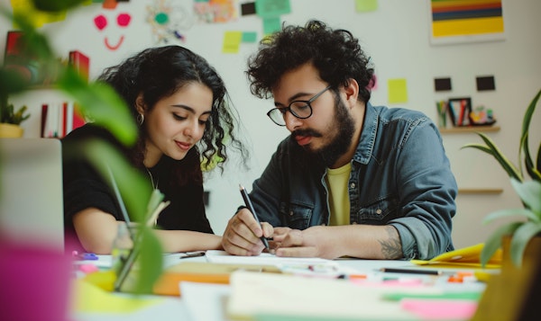 Creative Collaboration at a Colorful Workspace