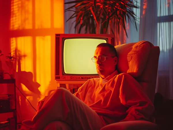 Contemplative Man in Sunset Glow