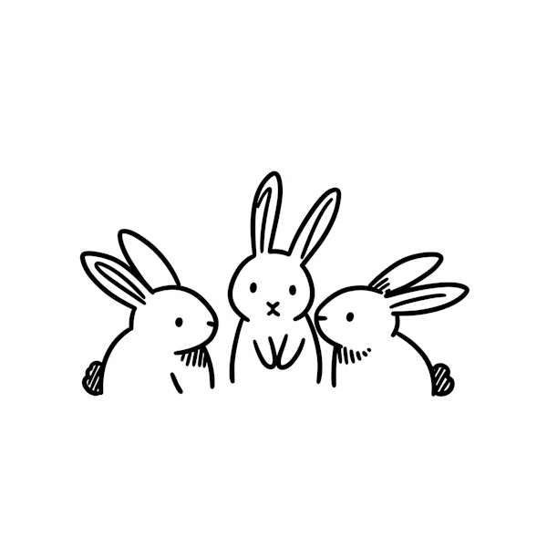 Cartoon Rabbits Trio