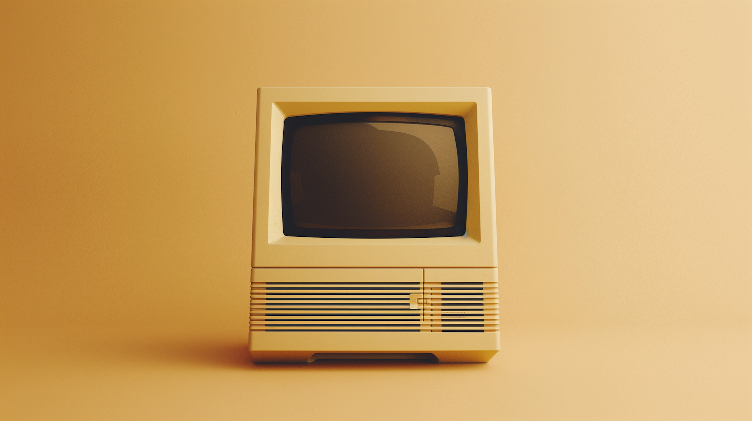 Vintage Computer on Beige Background