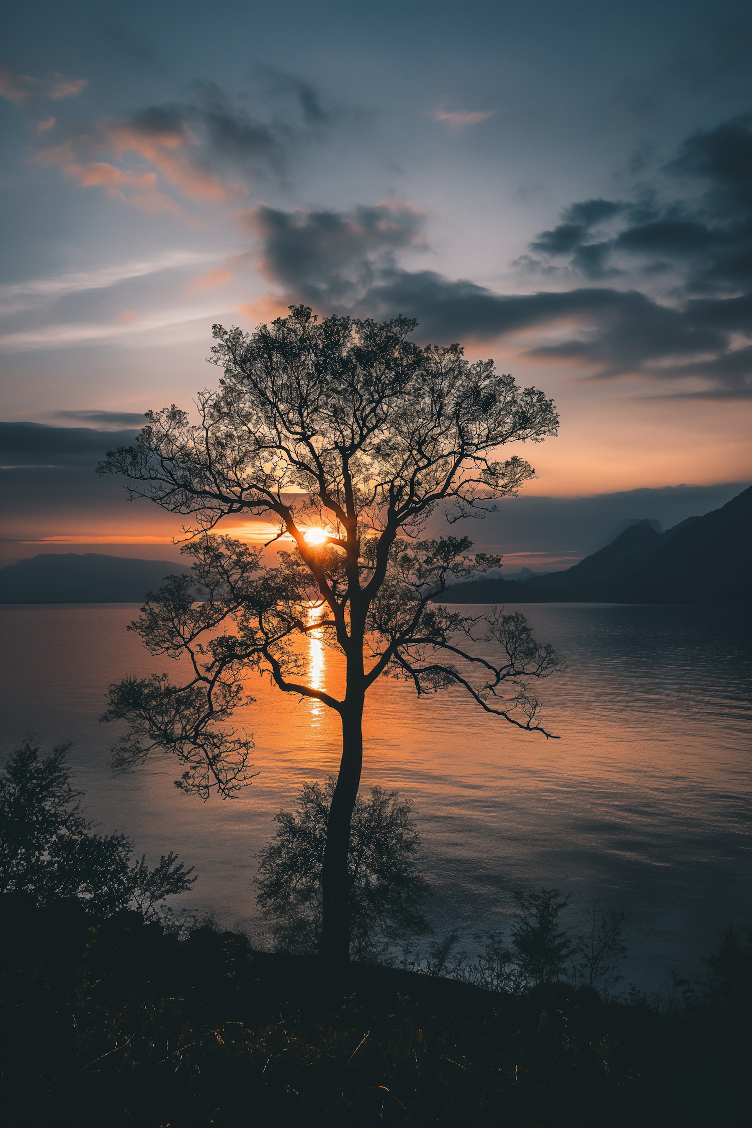 Silhouetted Solitude at Sunset