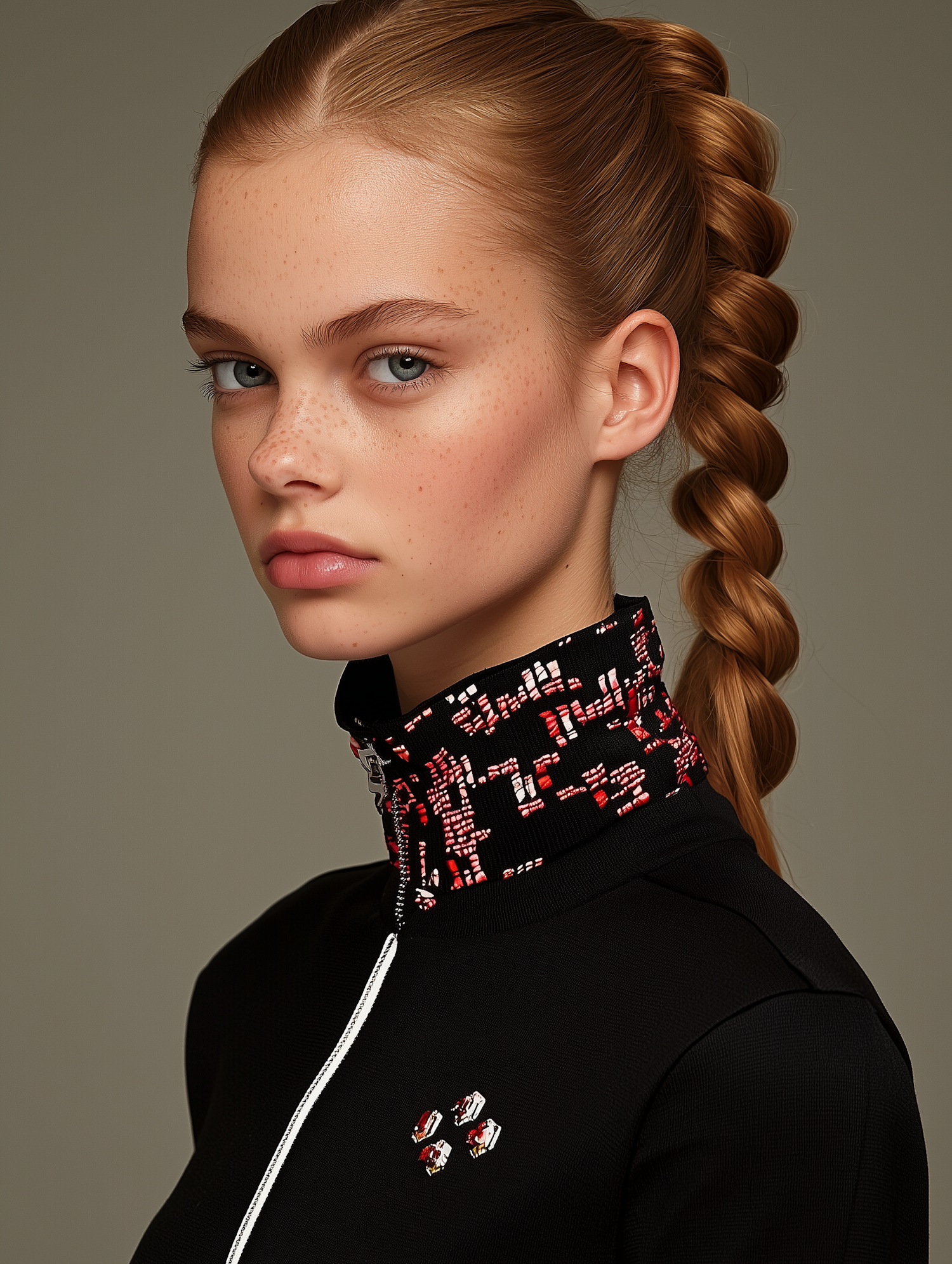 Portrait of a Young Woman with Braided Hair