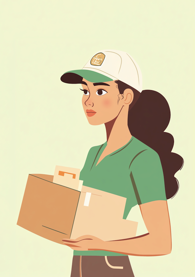 Stylized Illustration of a Delivery Woman