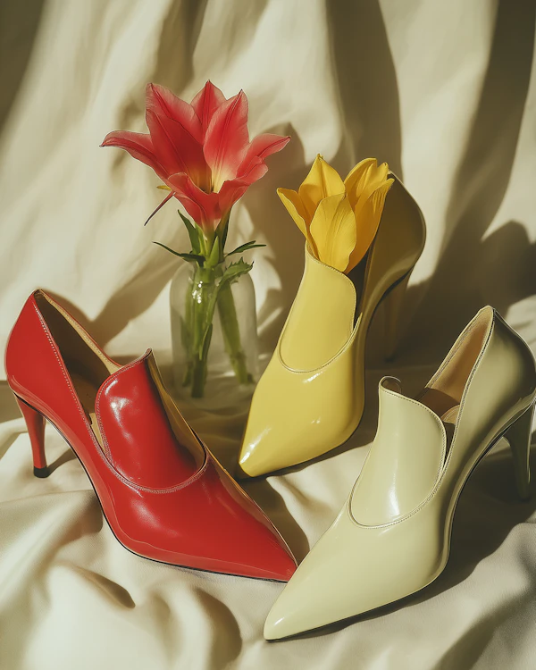 Elegant High-Heeled Shoes with Flowers