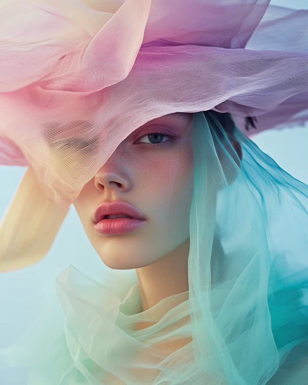 Ethereal Portrait with Translucent Fabrics