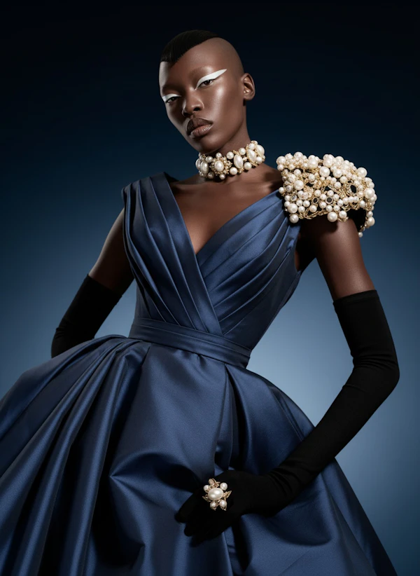 Elegant Blue Gown Portrait