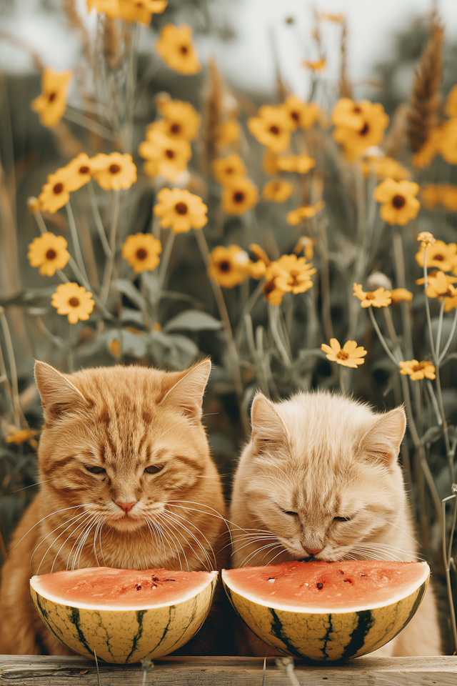 Cats with Watermelon