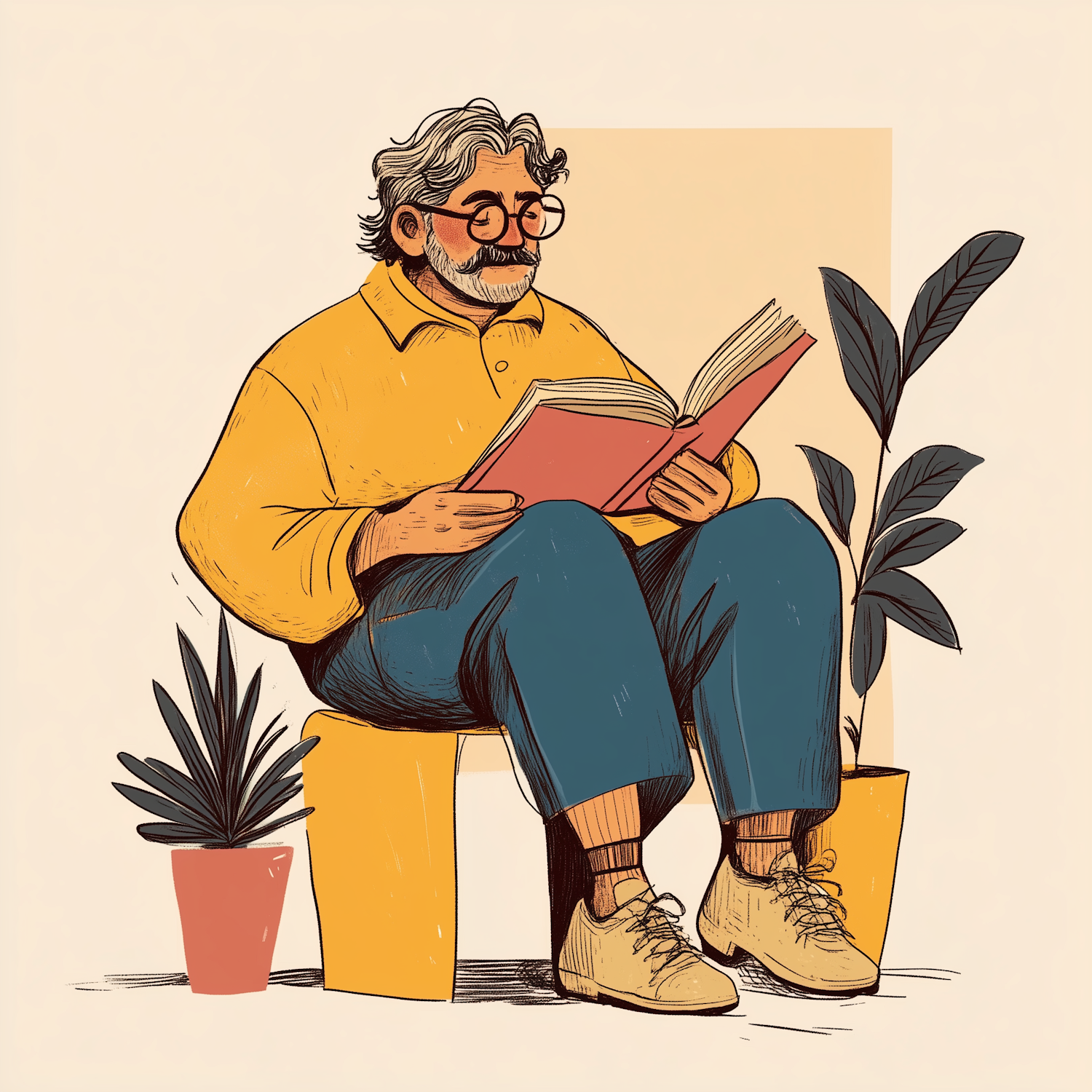 Elderly Man Reading