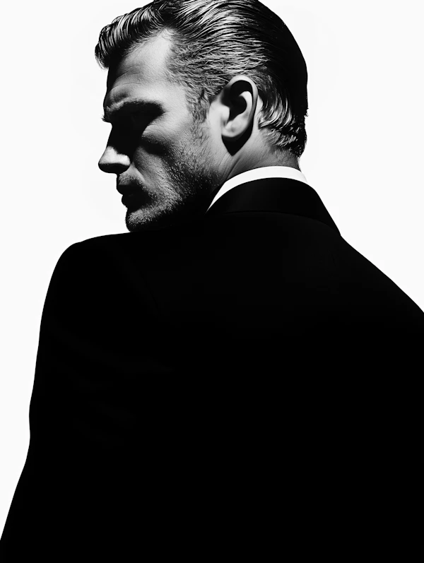 Black and White Portrait of a Man in a Suit