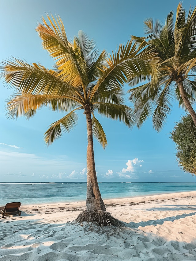 Serene Beach with Palm Trees