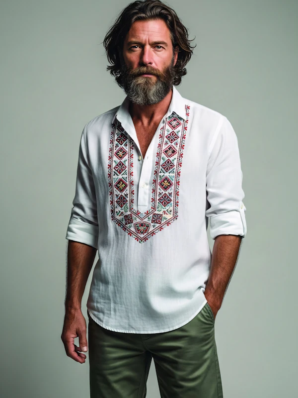 Bearded Man in Embroidery