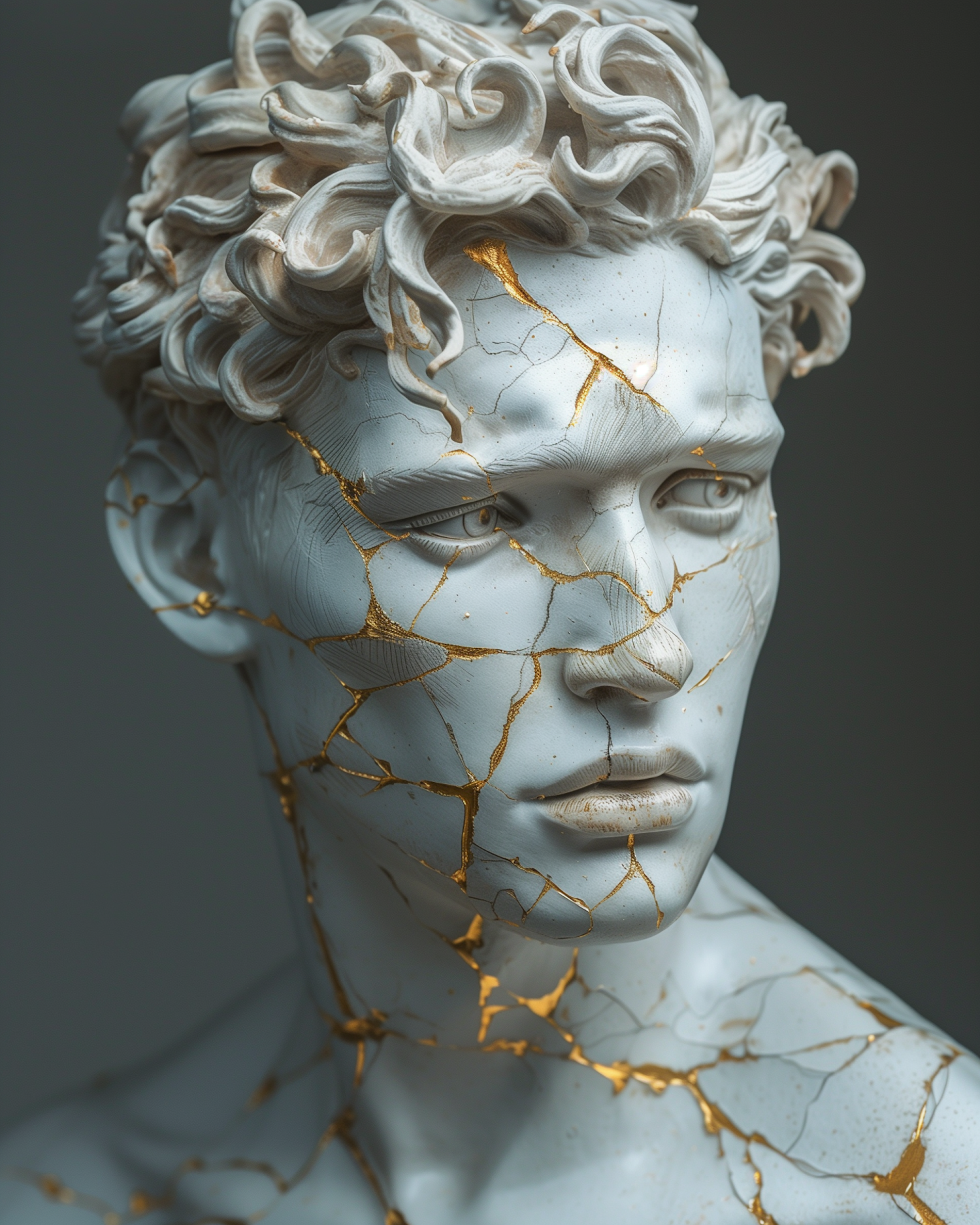 Kintsugi-Inspired Sculpture Bust