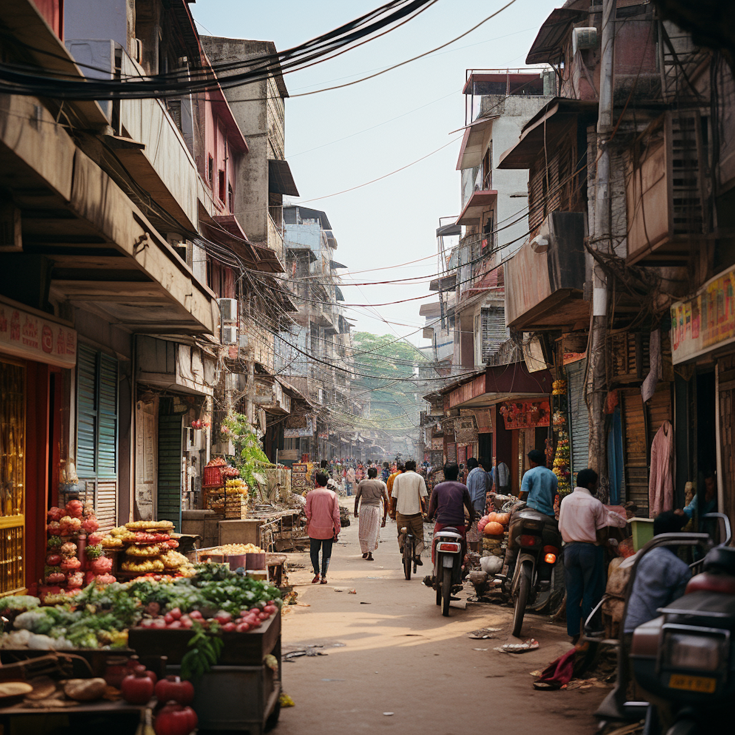 Warm Urban Market Scene