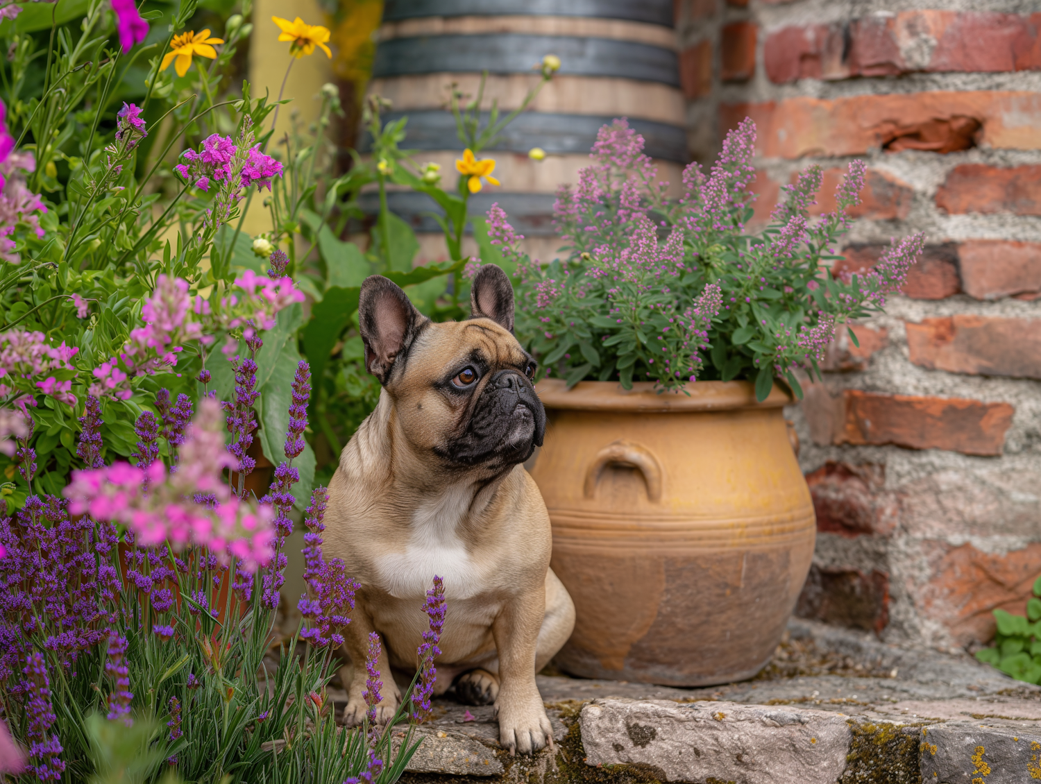 French Bulldog in a Garden