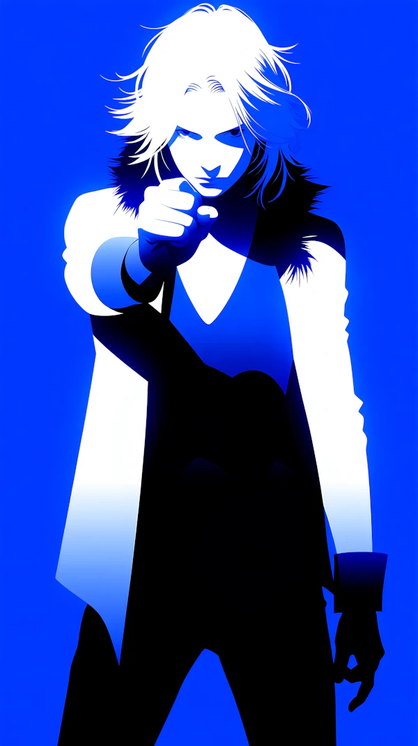 Dynamic Blue Portrait