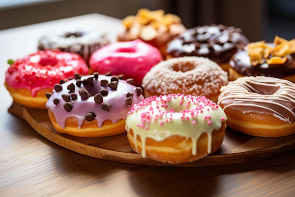 Rustic Platter of Artisanal Doughnuts