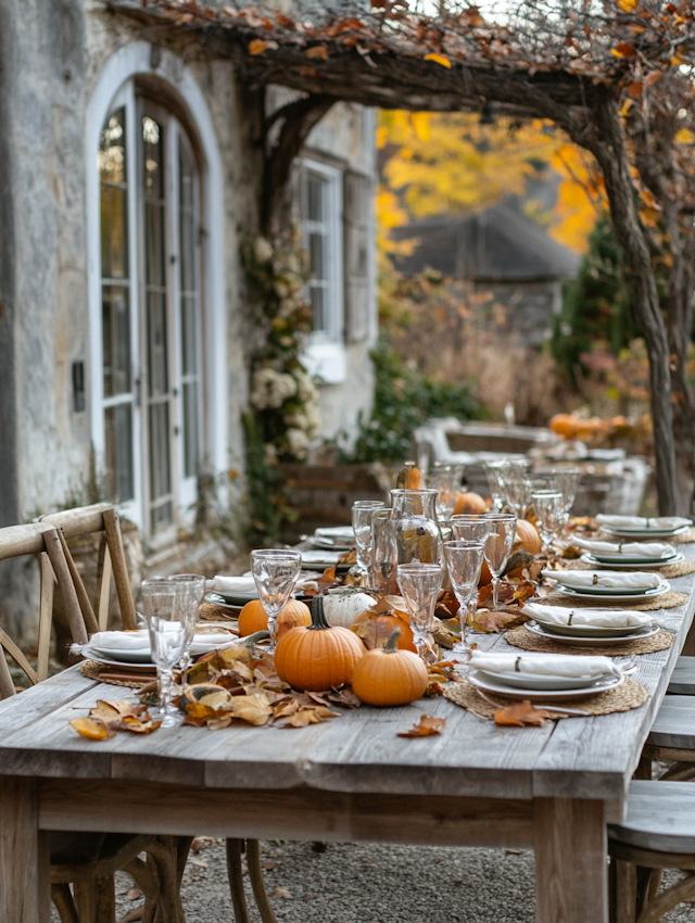 Rustic Outdoor Fall Dining Setup