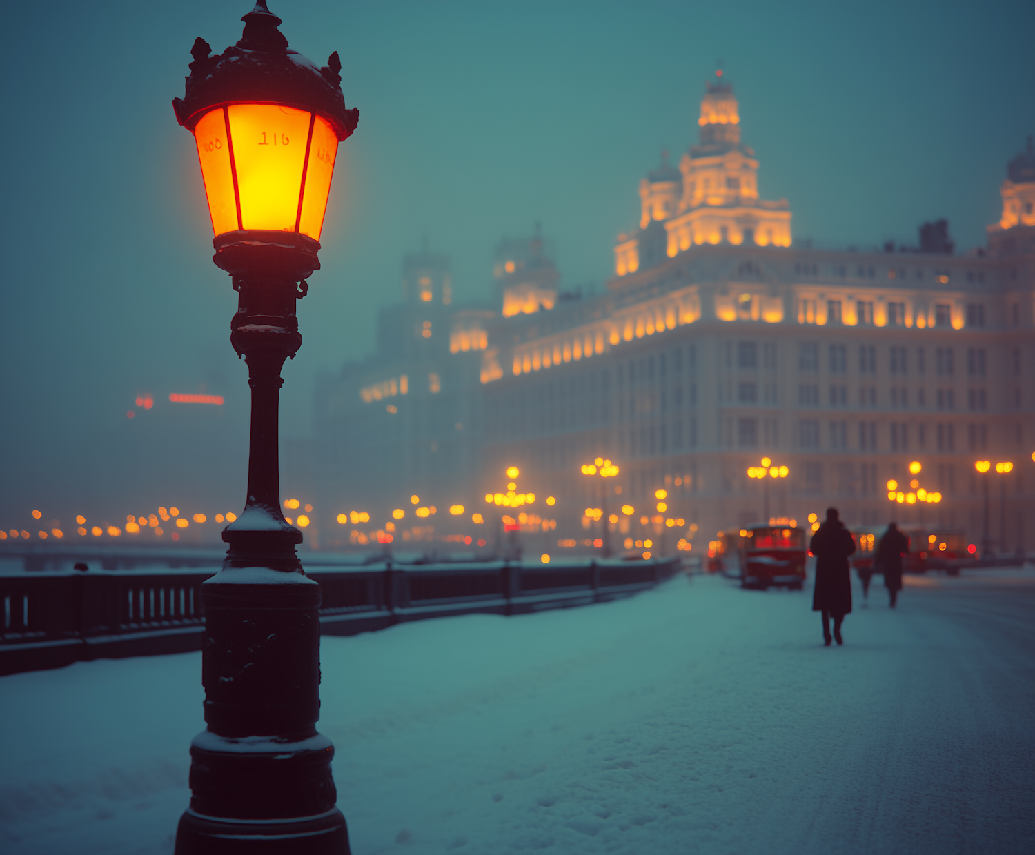 Serene Winter Scene with Street Lamp