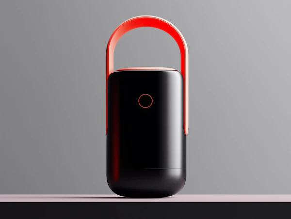 Modern Cylindrical Object with Red Handle