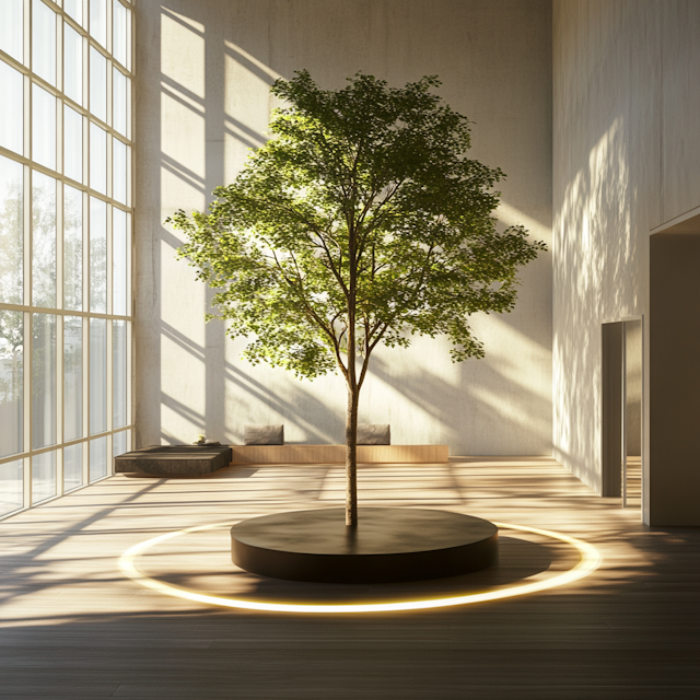 Serene Indoor Space with Tree