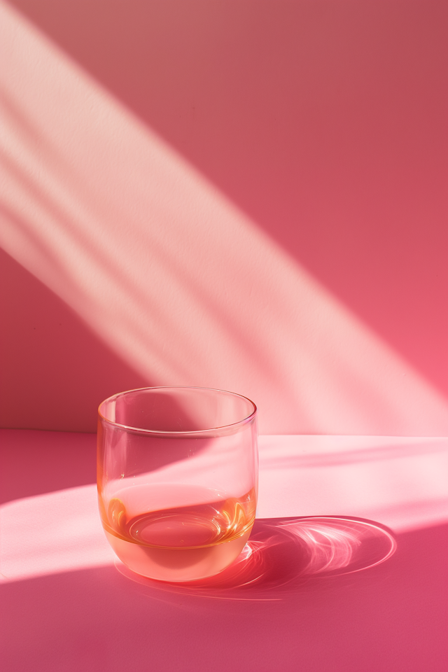 Golden Liquid in Glass with Pink Background