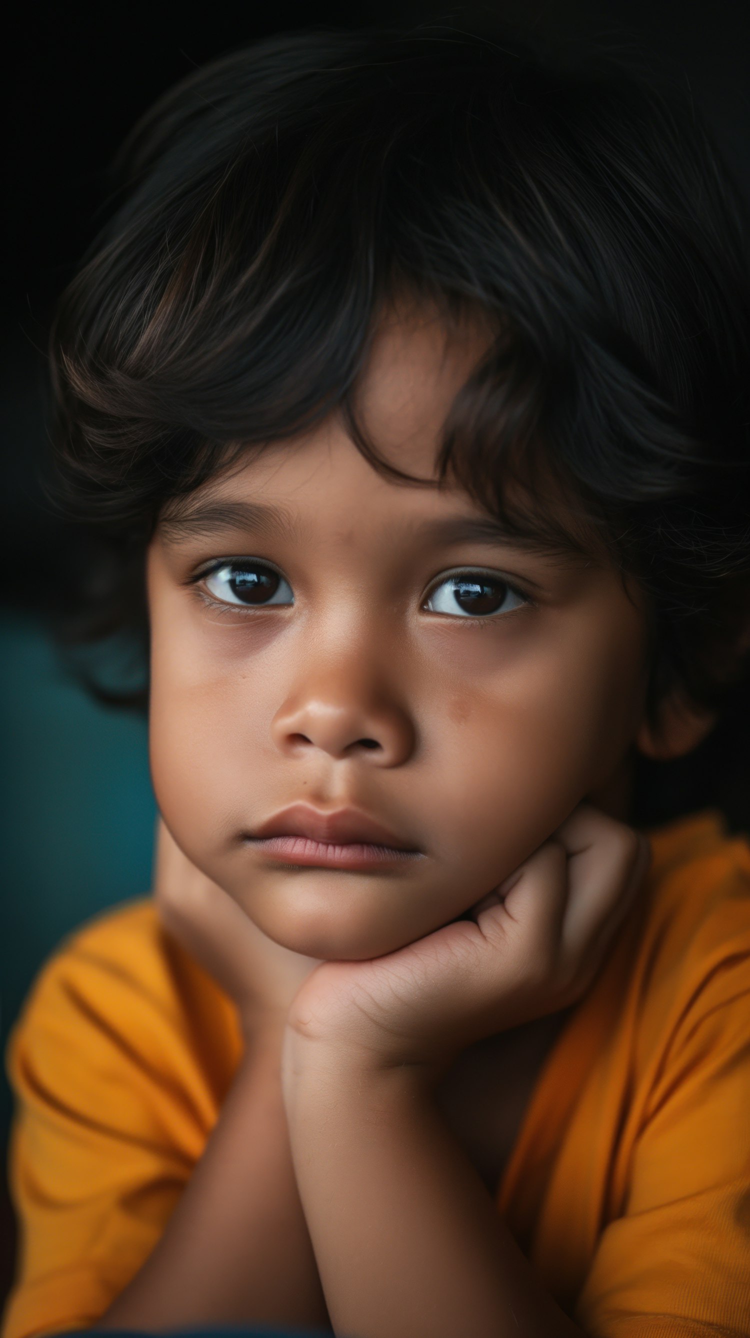 Contemplative Child Close-Up