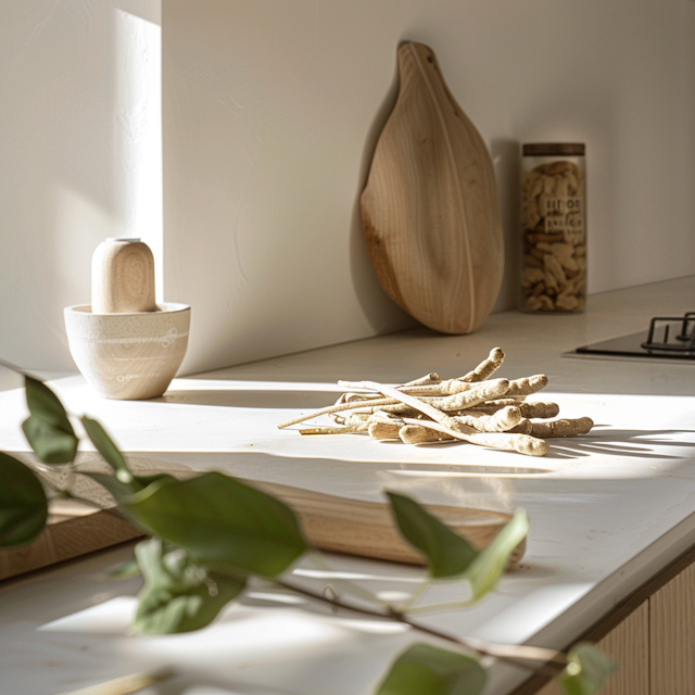 Rustically Styled Kitchen with Fresh Herbs