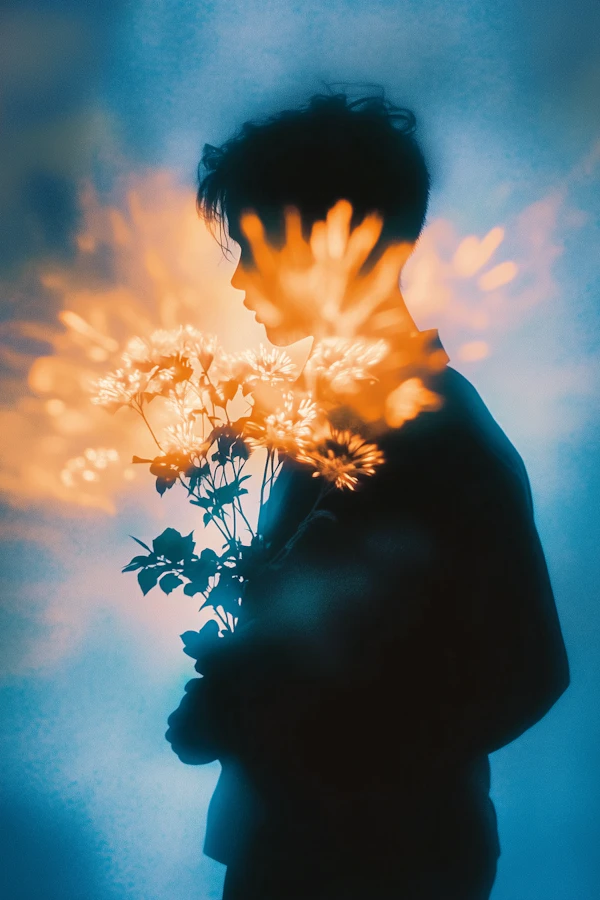 Silhouette with Flowers