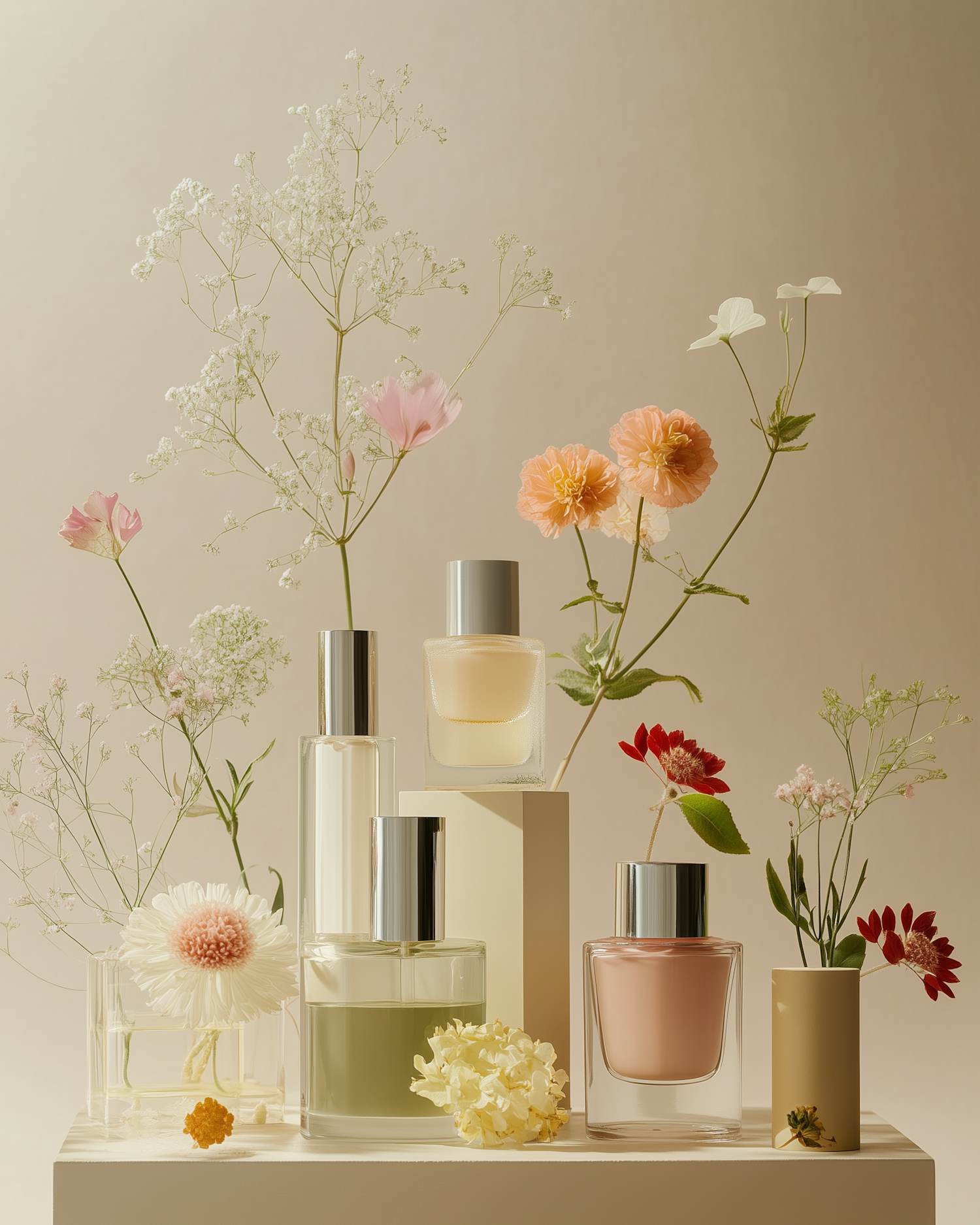 Elegant Perfume and Flowers