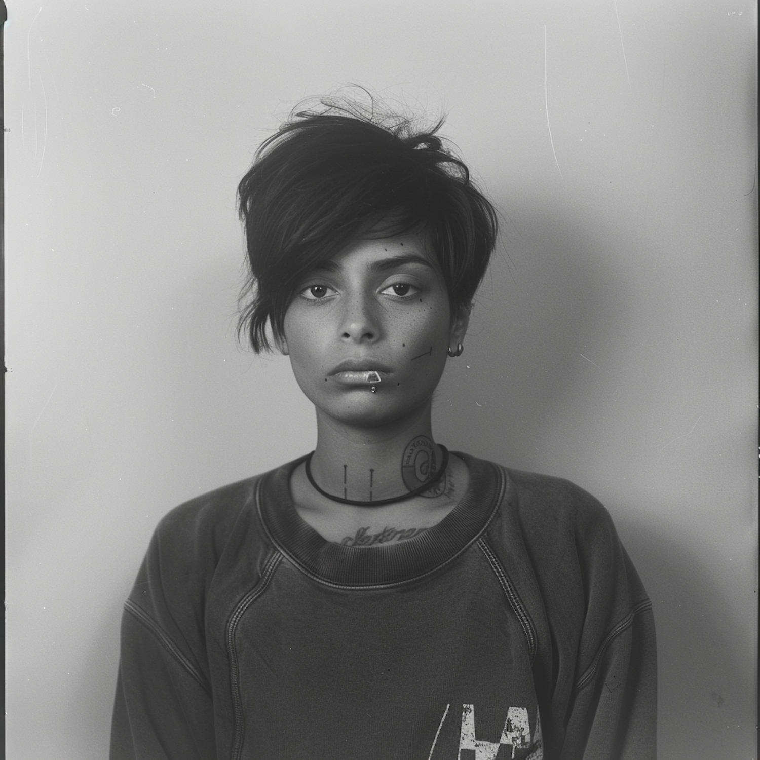 Portrait of Pierced and Tattooed Woman