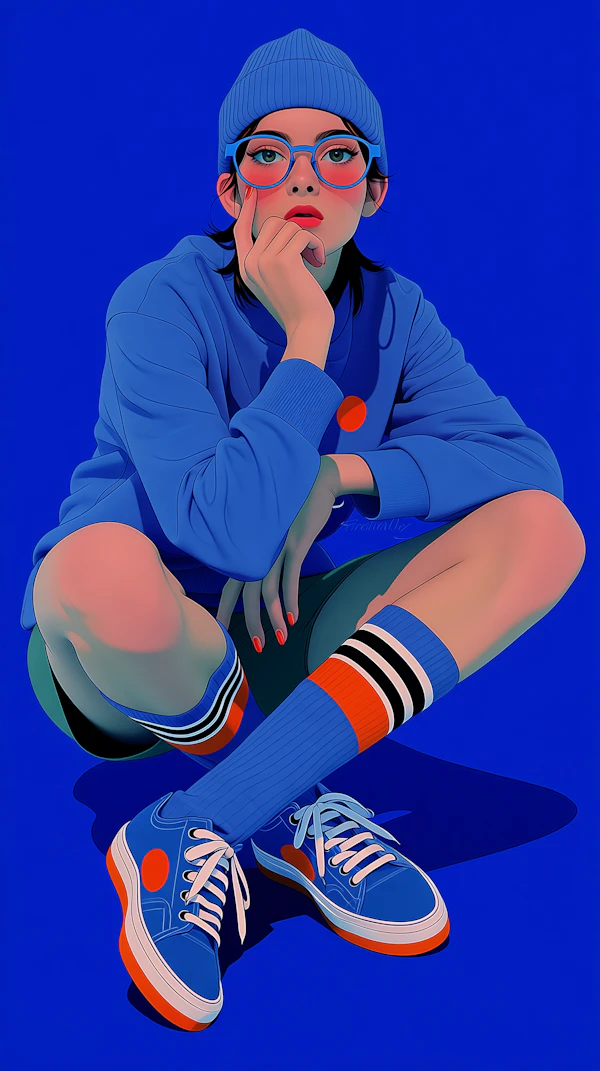 Stylish Blue Portrait