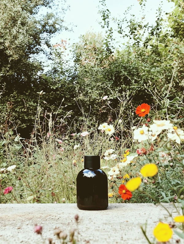 Minimalist Bottle in Garden