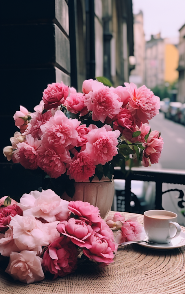 Elegant Peonies and Porcelain Tea Set