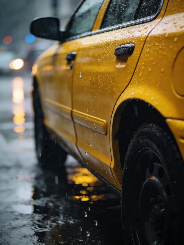 Yellow Taxi in Rain