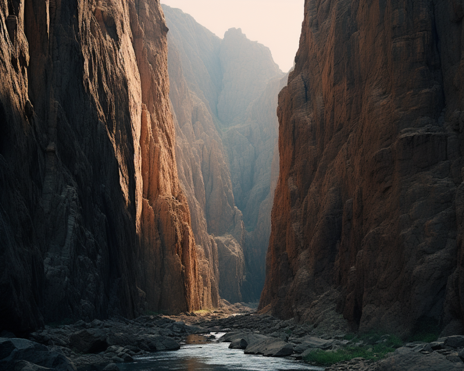 Sunlit Sedimentary Gorge