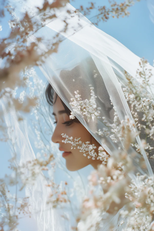 Serene Portrait with Flowers