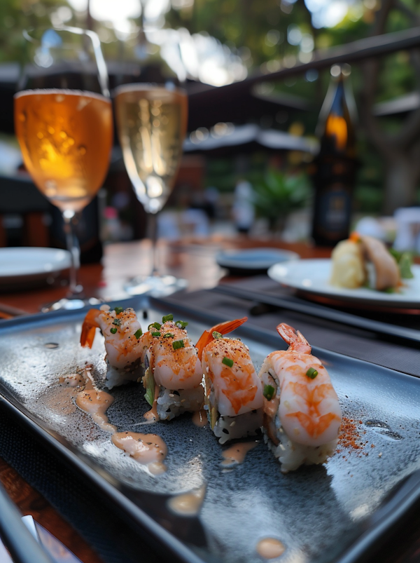 Exquisite Sushi Platter Outdoors