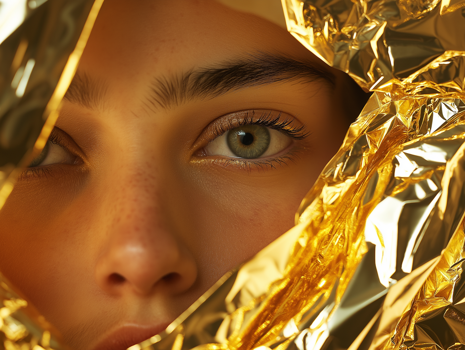 Close-up of Eyes with Golden Foil