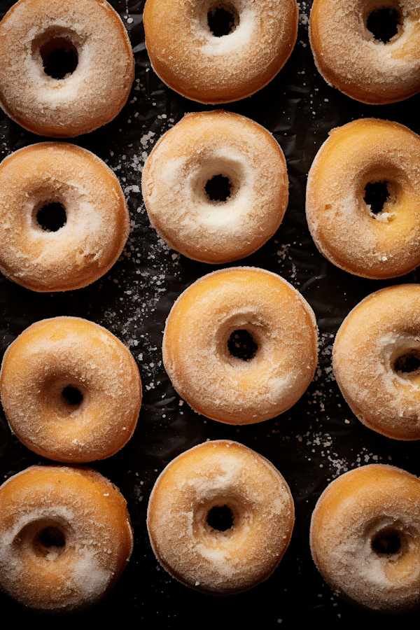 Golden Sugared Donuts Overhead View