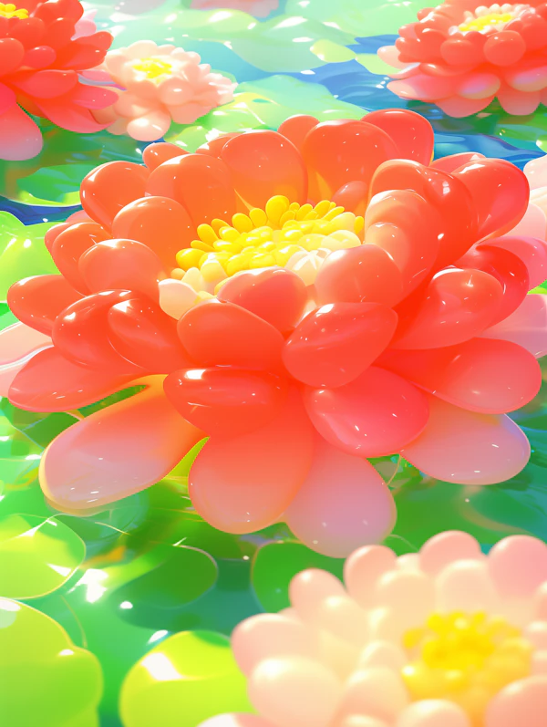Glossy Floral Scene