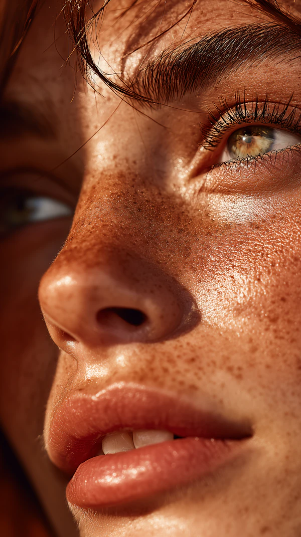 Freckled Face Close-Up