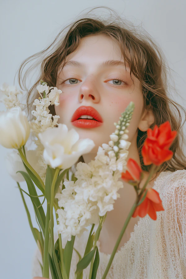 Dreamy Woman with Flowers