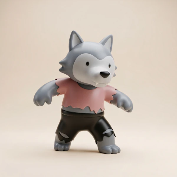 Stylized Cartoon Wolf