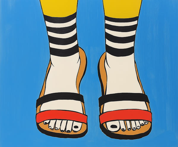 Pop Art Style Feet in Sandals