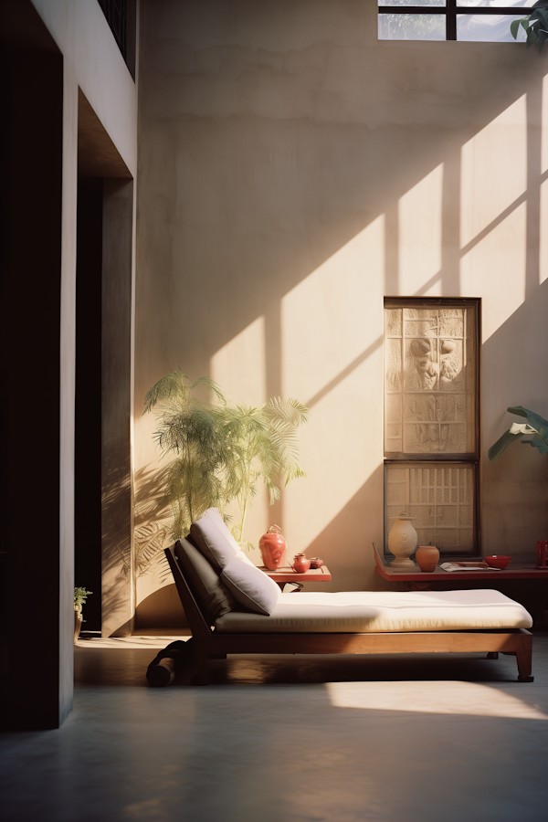 Serene Sunlit Lounge with Greenery