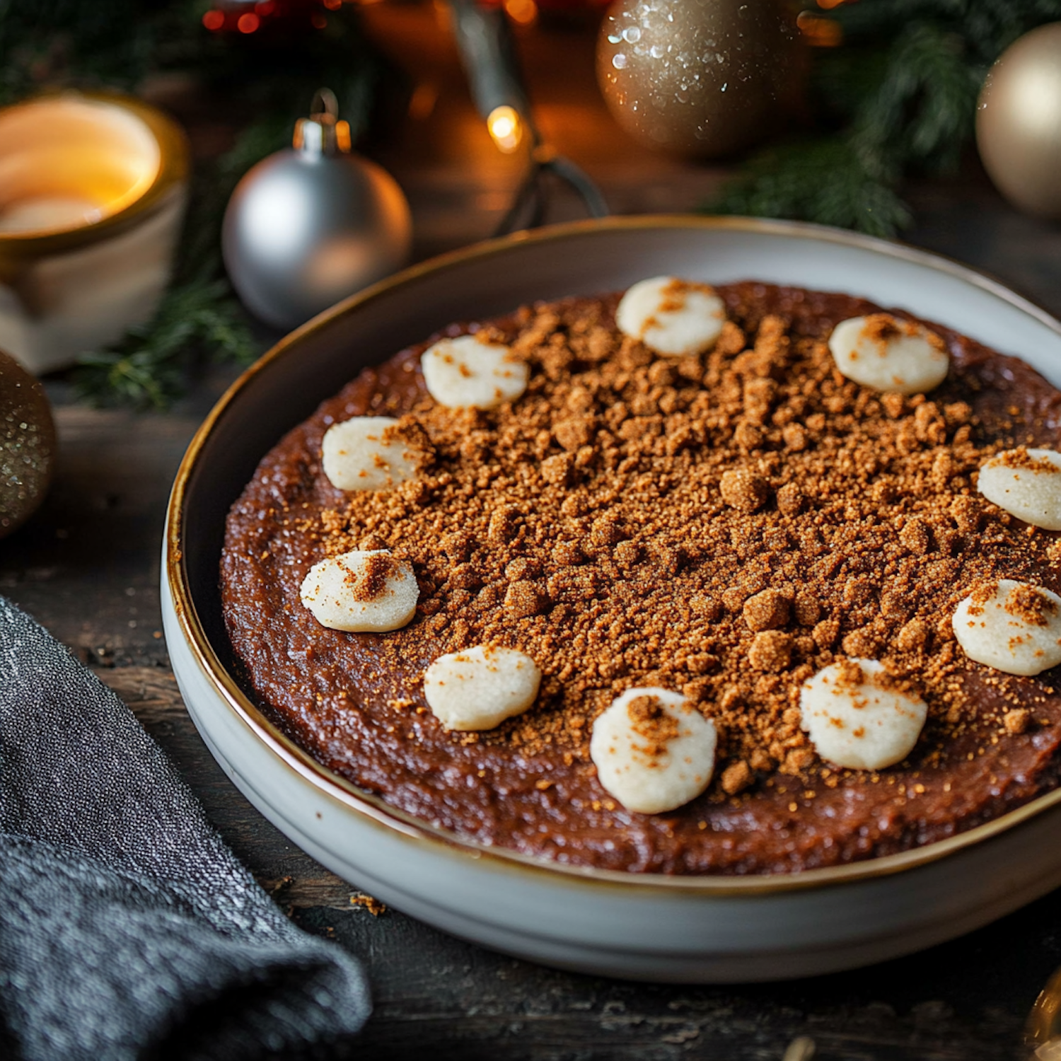 Festive Dessert with Holiday Decorations